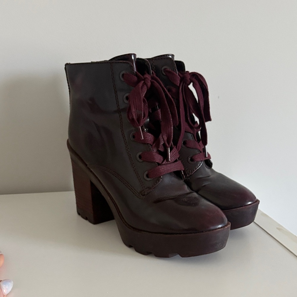 Aldo Women's Lace-Up Platform Ankle Boots in Deep Burgundy
